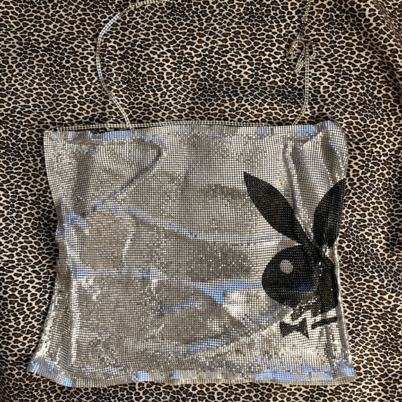 Playboy x Missguided | NWT | chainmail metallic crown top - Picture 7 of 11